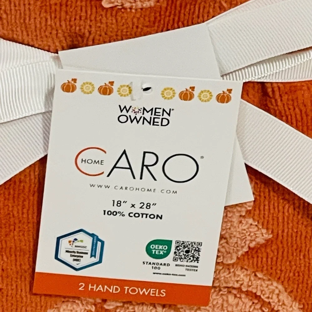 Caro Home Pumpkin Hand Towels - Orange (2-Pack)